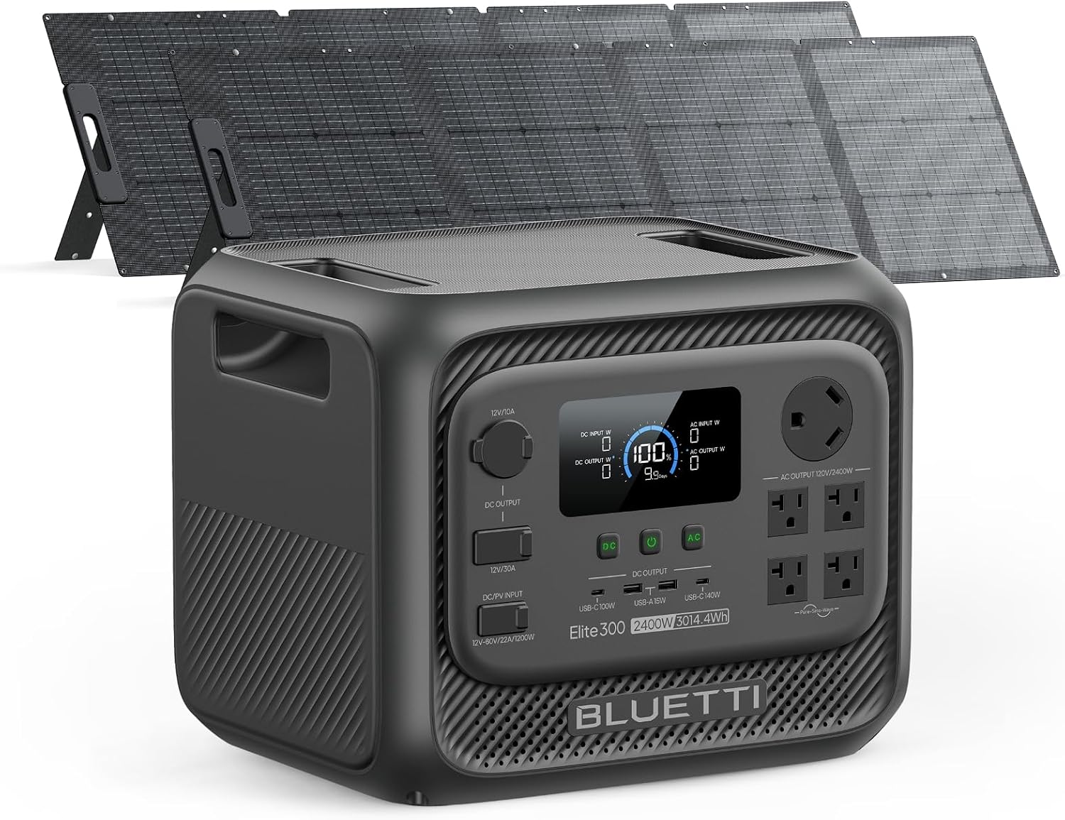 BLUETTI Solar Generator Elite 300 & 2x200W Solar Panel 3014.4Wh LFP Battery
