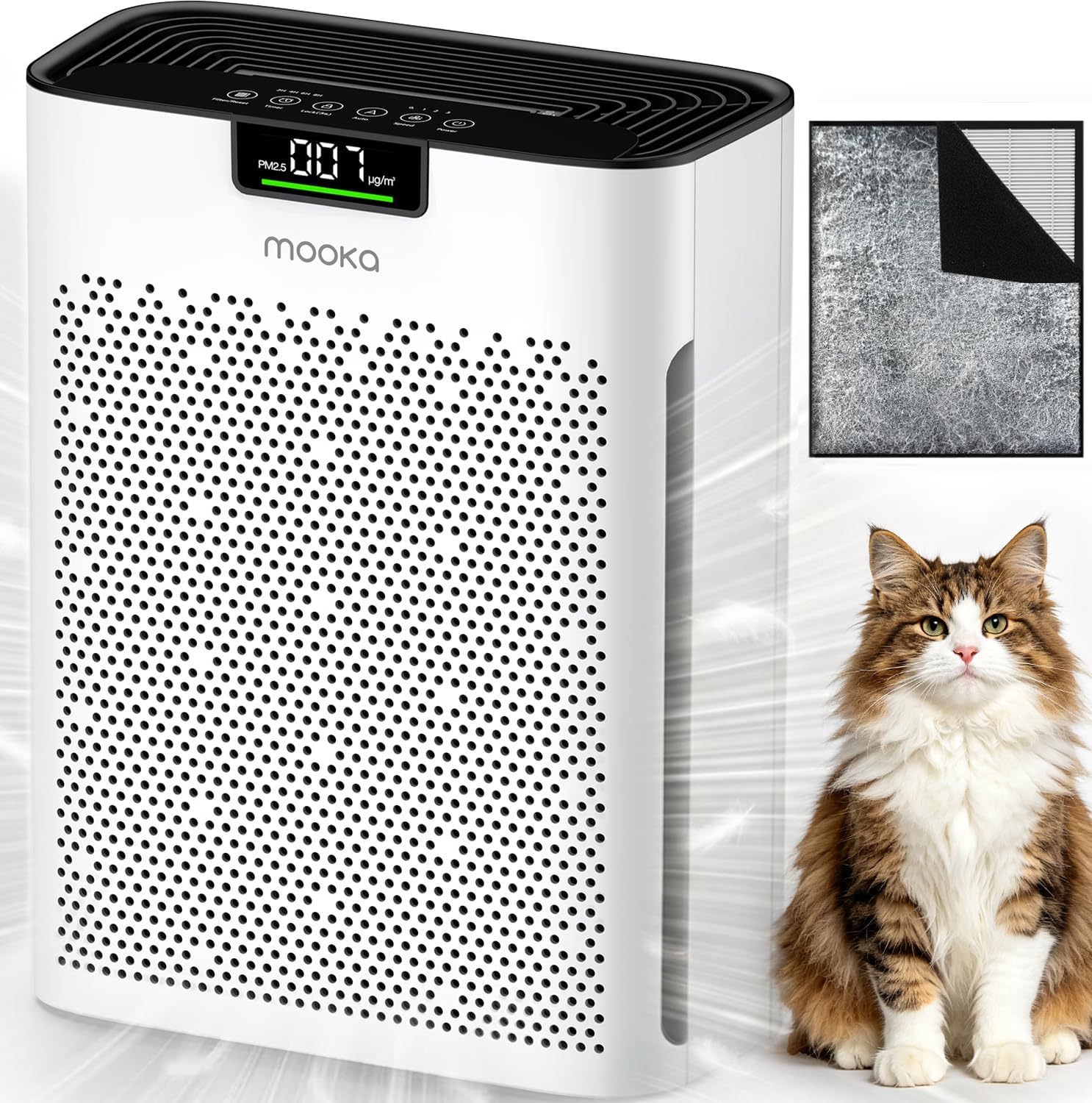 Mooka Air Purifier for Home Bedroom Large Room 2200 Ft²