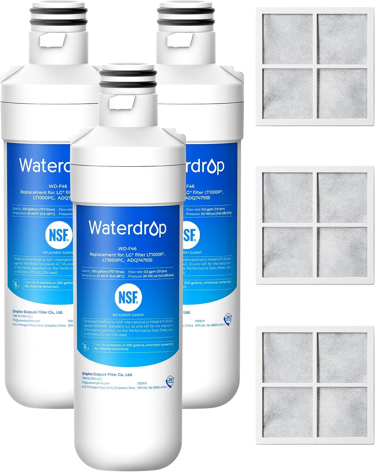 Waterdrop ADQ747935 Refrigerator Water Filter and Air Filter