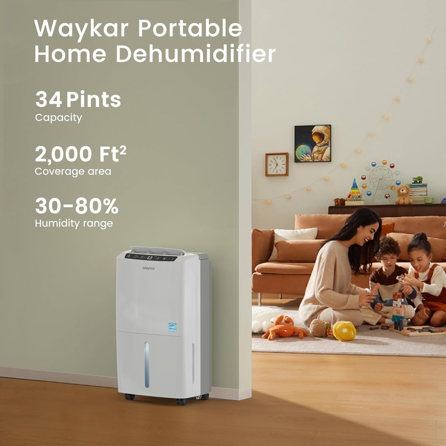 Waykar 34 Pints 2025 Most Efficient Energy Star Dehumidifier for Home and Basement photo 2
